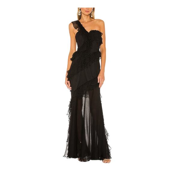 Amur Ruffled Black Harlow Gown Size 10